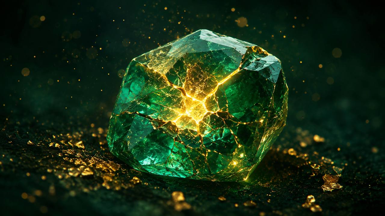 Smaragd mit goldenen Adern