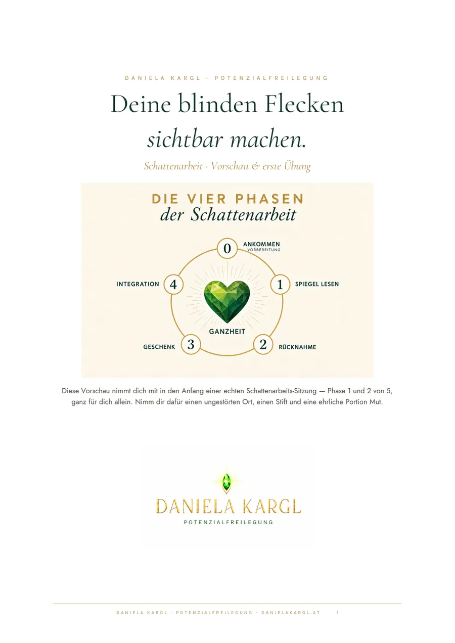 Vorschau auf das Schattenarbeit-Freebie — Titelseite